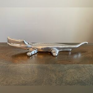 Hoselton Crocodile Nutcracker Made Canada Signed Hoselton 1540 Vtg Silver Toned